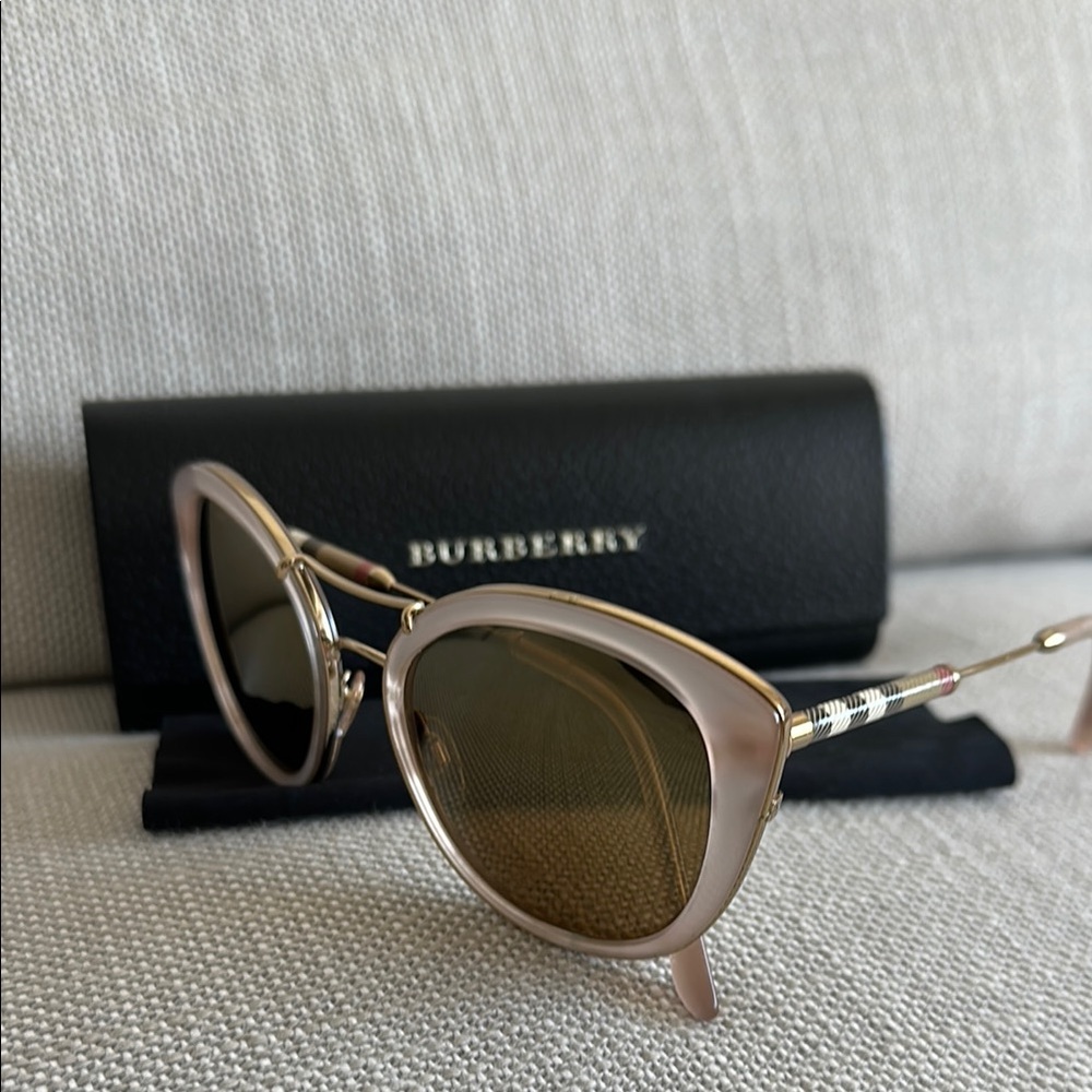 Burberry Pink Frame with Gold Lenses and Hardware Sunglasses